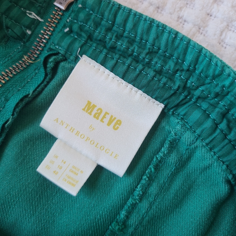 Maeve Anthropologie Green Button-Down Dress US Women's Size 10 - Picture 9 of 10